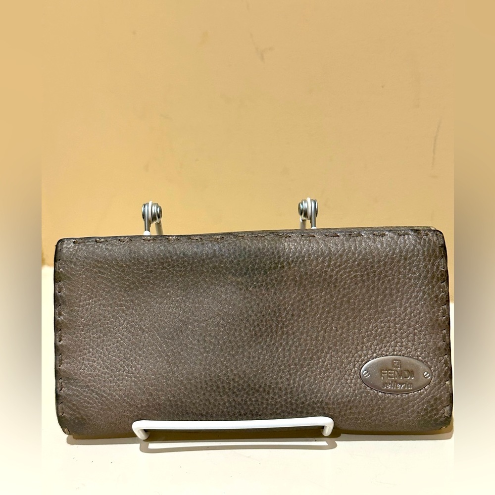 Auth Fendi Selleria Metallic Long leather Wallet